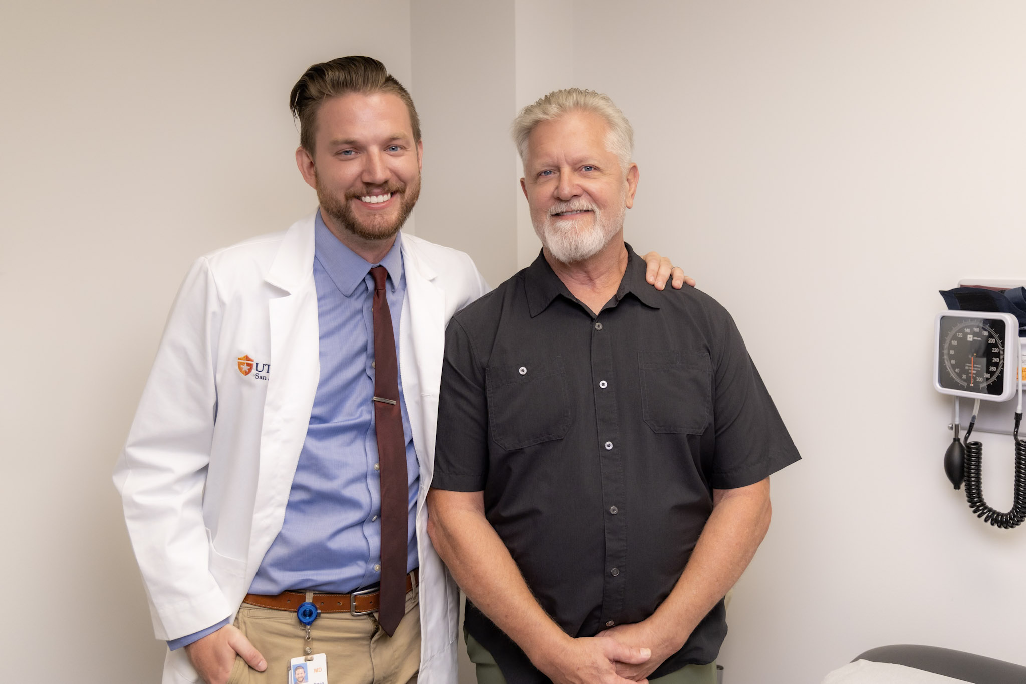 Photo of Brian Smothers standing next to Jason Coffman, MD, Department of Orthopaedics
