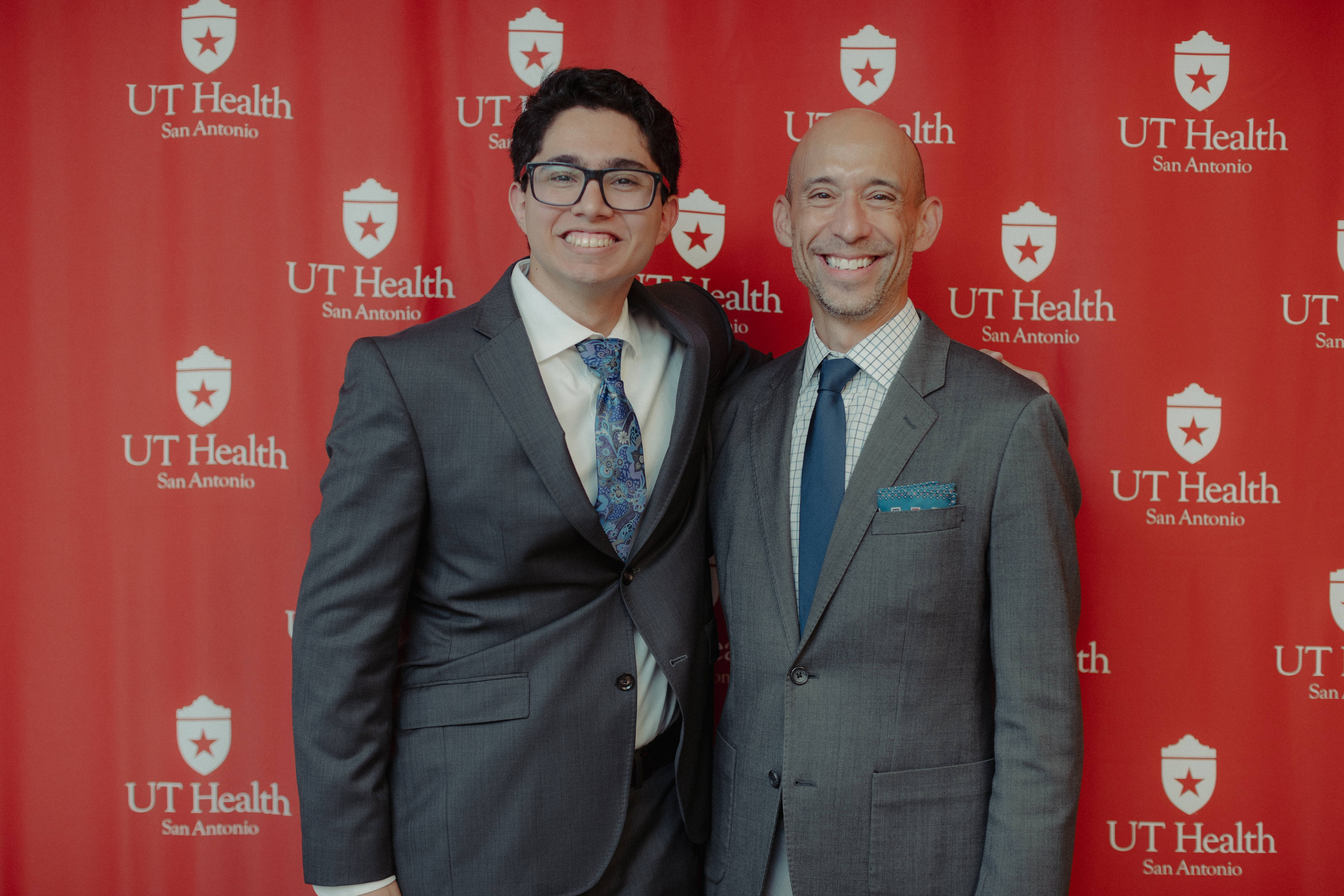 Presidential Ambassador scholar, Alexander Weinstein and Dr. Joshua Hanson, associate dean, Joe R. & Teresa Lozano Long School of Medicine