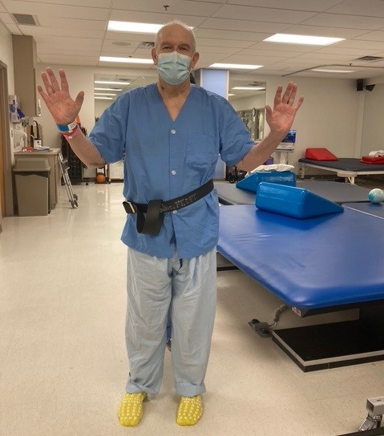 Thomas Mayes receiving treatment in the hospital