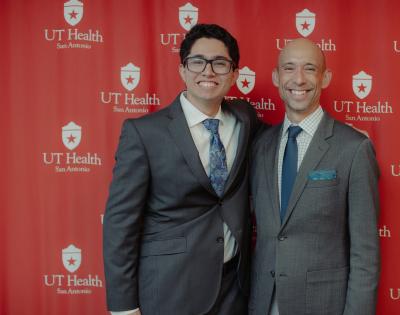 Presidential Ambassador scholar, Alexander Weinstein and Dr. Joshua Hanson, associate dean, Joe R. & Teresa Lozano Long School of Medicine